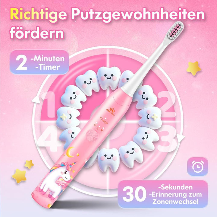 Zahnbürste Elektrisch Kinder ab 3-6-10-12 Jahre, Kinderzahnbürste Elektrisch mit Timer Gewohnheitsbi