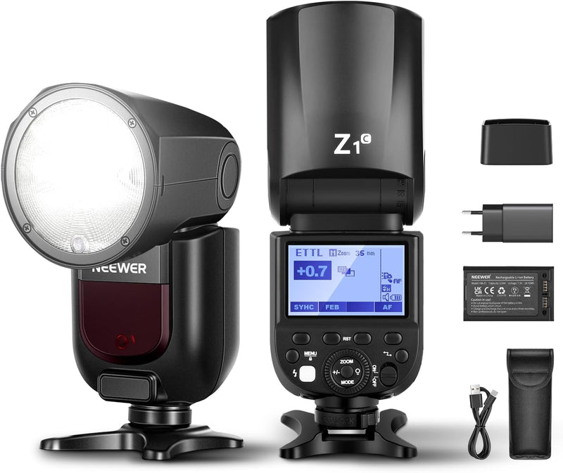 NEEWER Z1-C TTL Blitzgerät Speedlite Rundkopf Blitzlicht für Canon DSLR Kameras, 76Ws 2,4G 1/8000s H