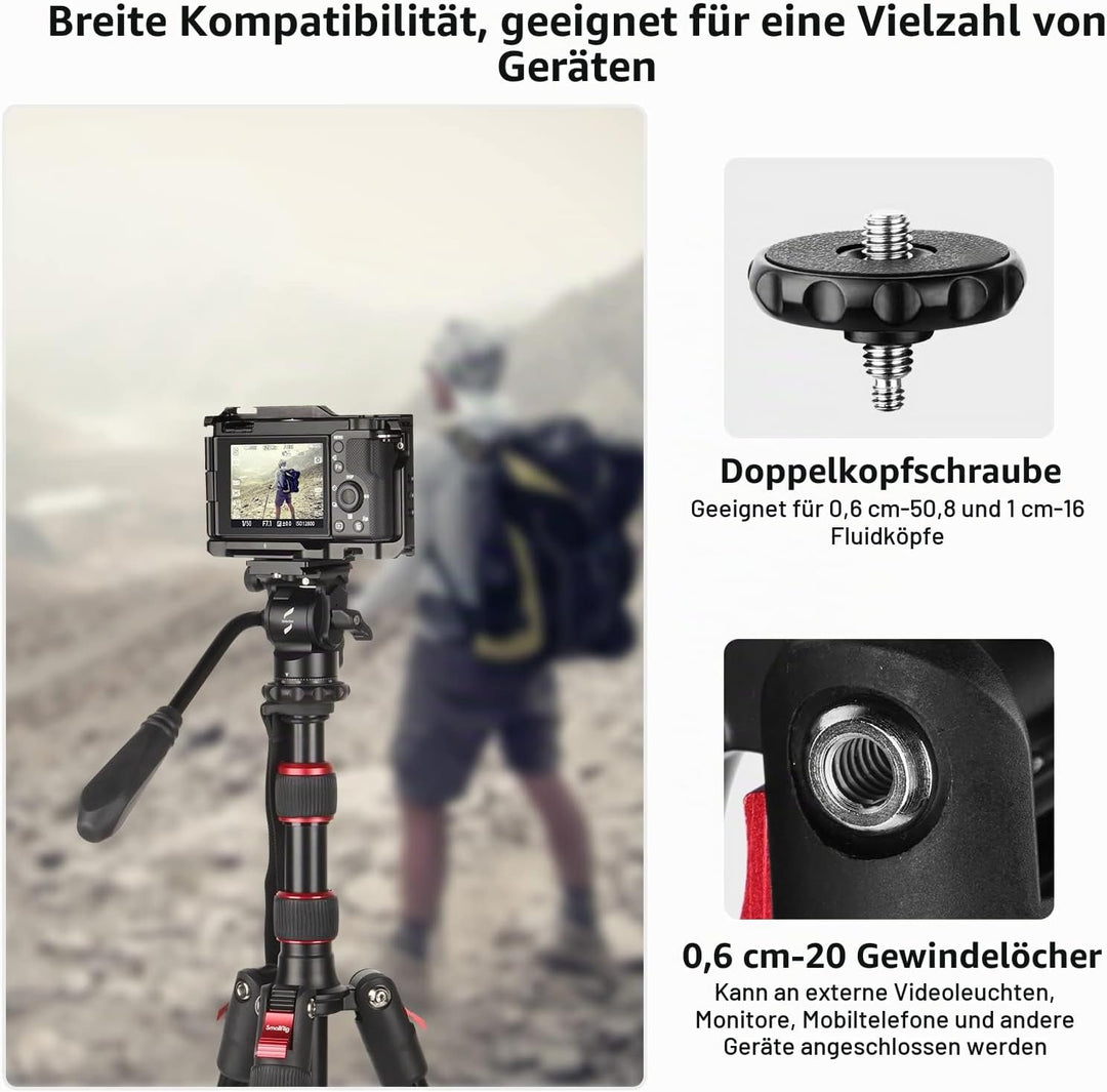 SmallRig 68" Reisestativ mit 1/4"-20 Screw, Portable Aluminum Tripod Monopod für Reise und Freizeitf