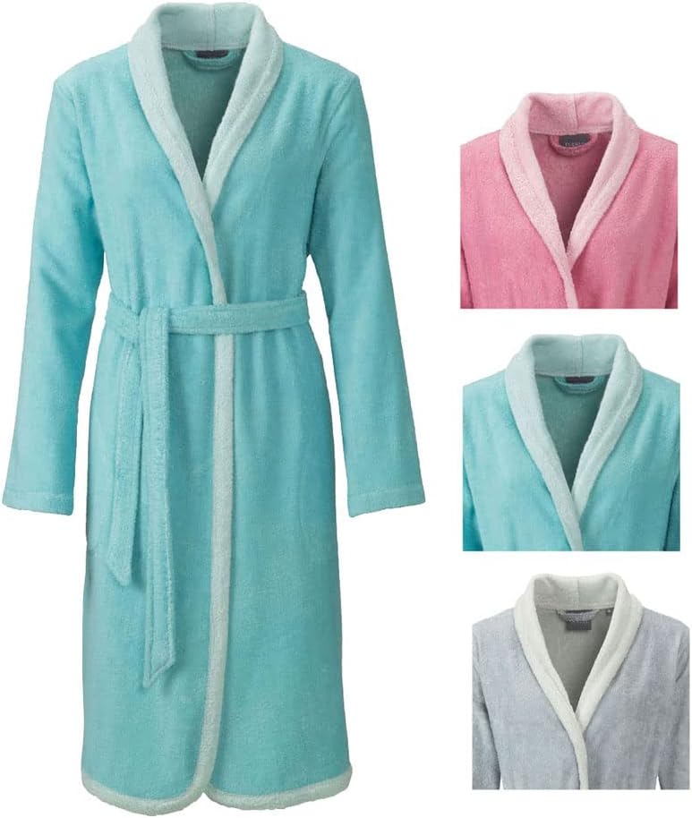 Egeria Calea light turquoise Damen Bademantel Schalkragen XL 100% Baumwolle