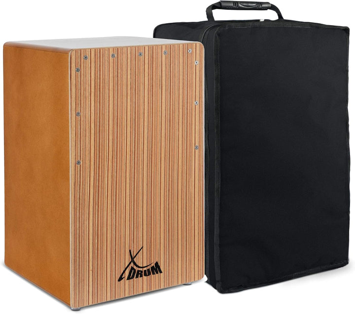 XDrum Cajon El Bajo Bass Port Walnut/Zebrano - Integrierter Bass Port für druckvollen Sound - Tromme