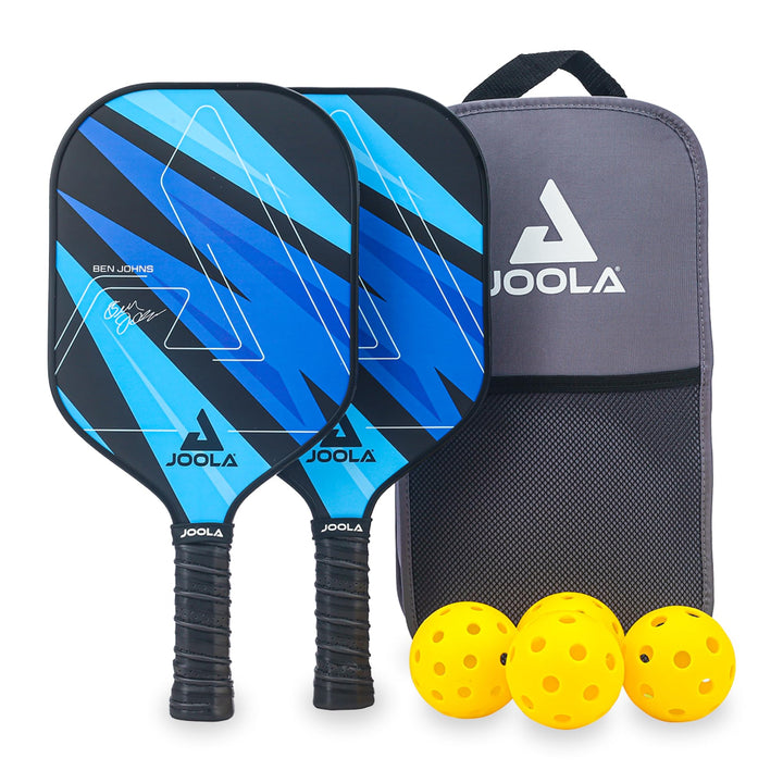 JOOLA Pickleball Set Blue Lightning Inklusive 2 Schläger, 4 Bällen und Tasche, ideal für Freizeitspi
