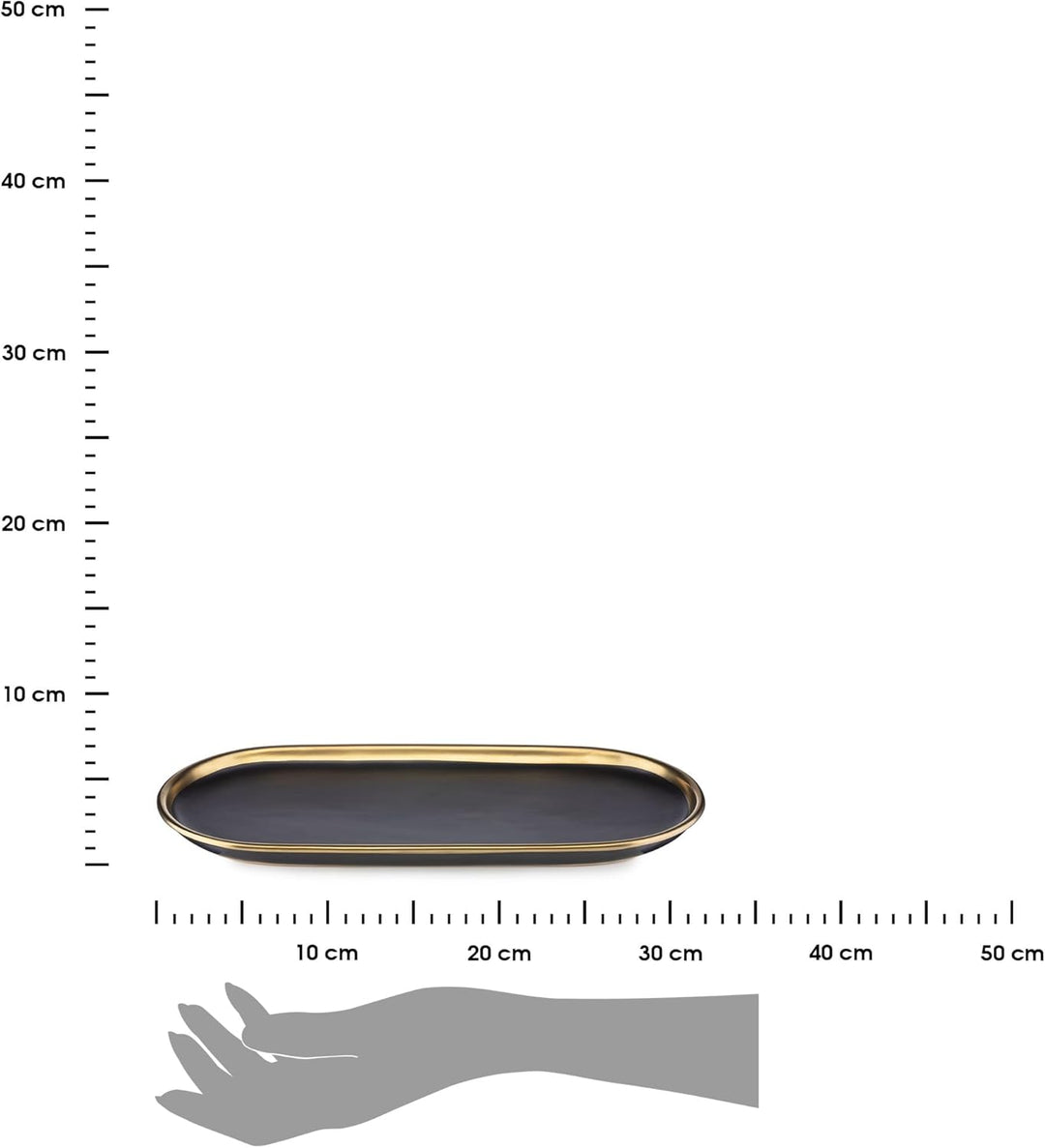 HowHomely Schwarz Tablett Serviertablett Gross 32 cm - Keramik Serviertablett – Vielseitiges Küchent