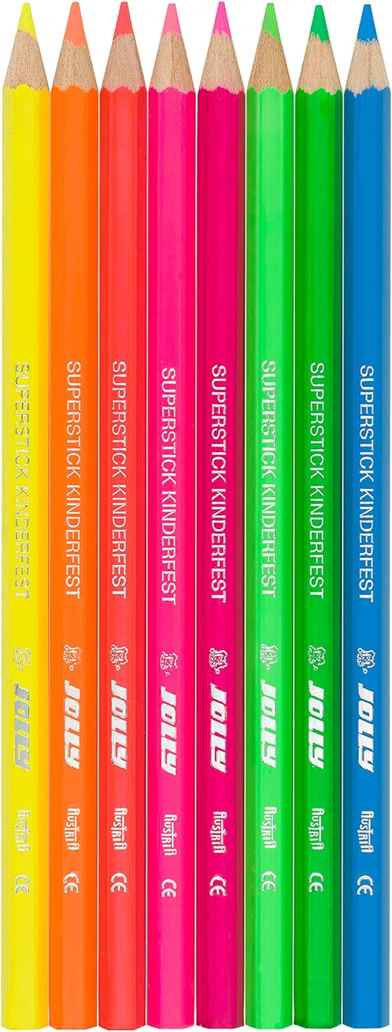 JOLLY Superstick Crazy Farbstifte 24 Stifte mit 48 Farben &amp; Superstick Neon Buntstifte Farbstifte |