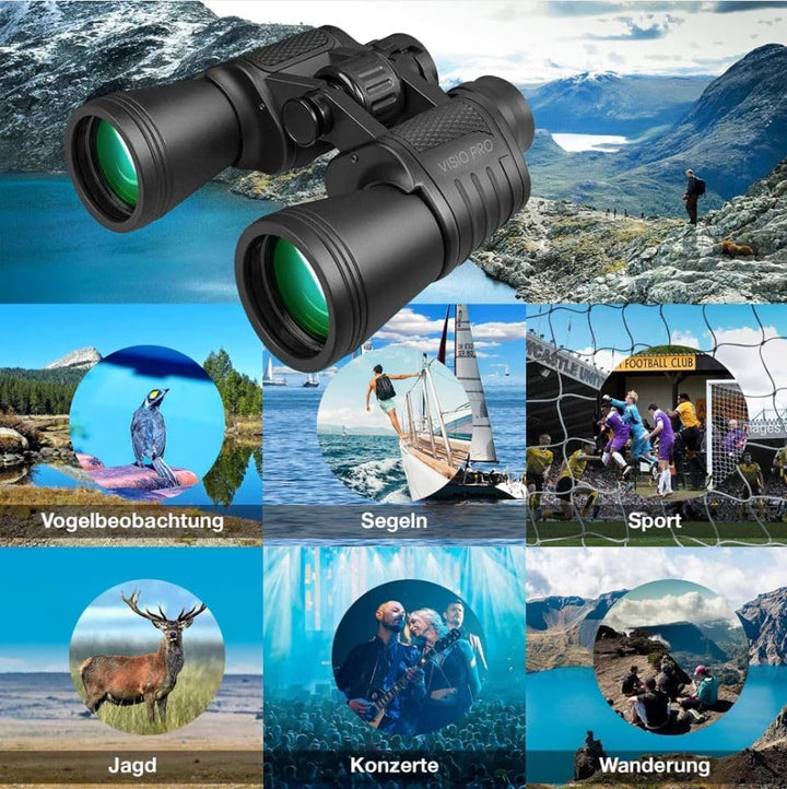 VISIO PRO Fernglas für Erwachsene 10x50 | BAK4 HD Prisma | Ferngläser mit individuell einstellbare D