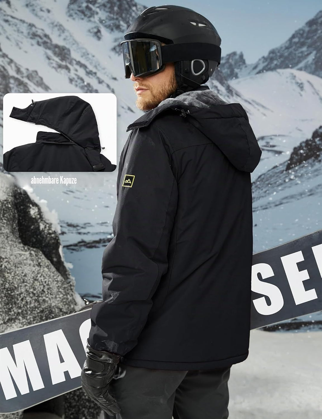 MAGCOMSEN Winterjacke Herren Warm Gefüttert Skijacke Wasserdicht Regenjacke Snowboardjacke Outdoor F