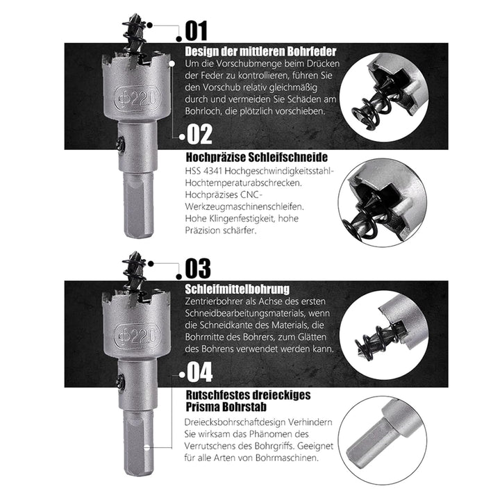 13 Stück Lochsäge Hartmetall Set, TCT Bohrer Lochsägen Set Edelstahl Bohrkrone Metall Dosenbohrer, f