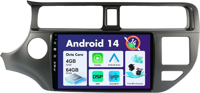 SXAUTO Android 12 IPS Autoradio Passt für Kia K3 Rio (2011-2015) - Eingebaut Carplay/Android Auto/DS