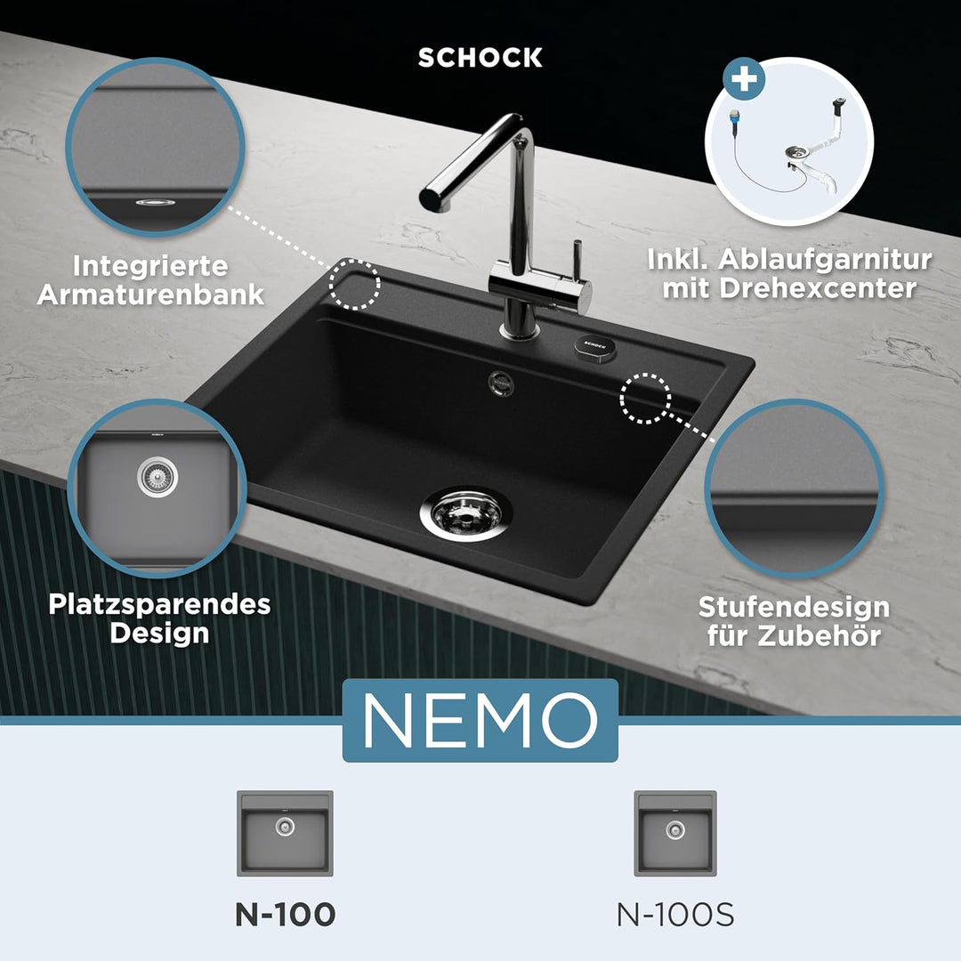 SCHOCK Küchenspüle 57 x 51 cm Nemo N-100 Croma - CRISTALITE hellgraue Granitspüle ab 60 cm Unterschr