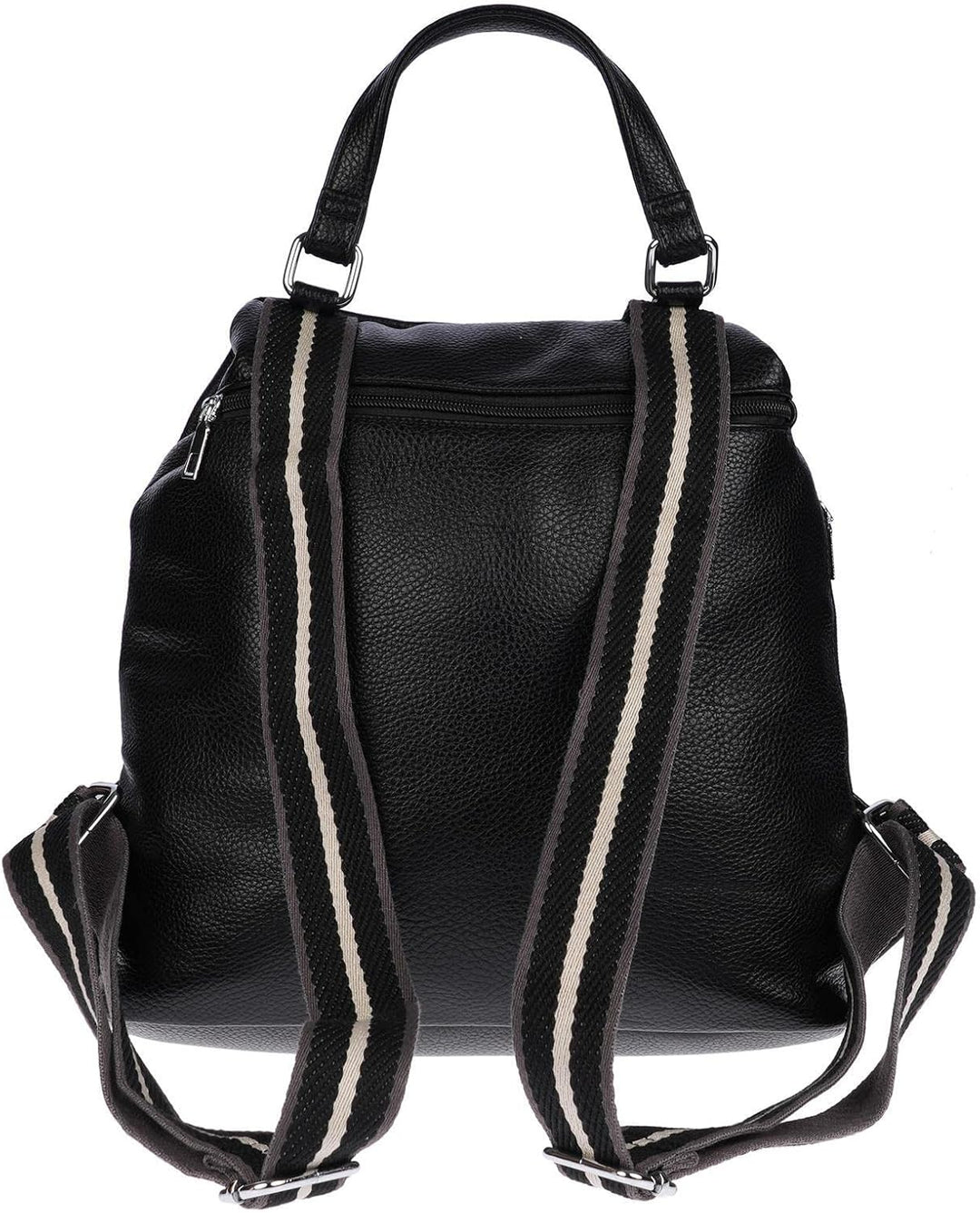 Christian Wippermann grosser Damen City Rucksack Tasche Body Bag Leder Optik Schultertasche Schwarz,