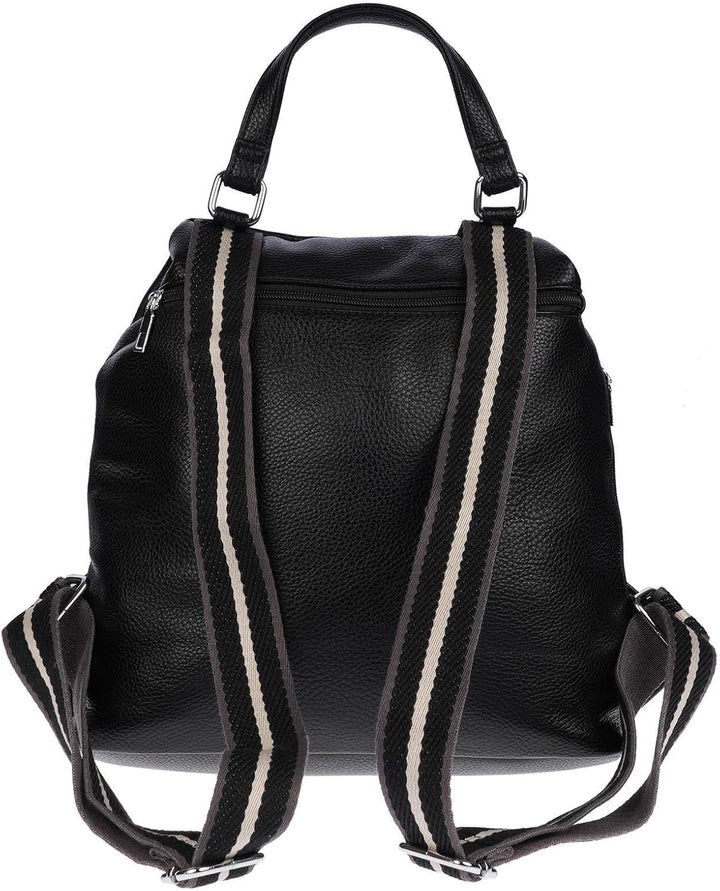 Christian Wippermann grosser Damen City Rucksack Tasche Body Bag Leder Optik Schultertasche Schwarz,