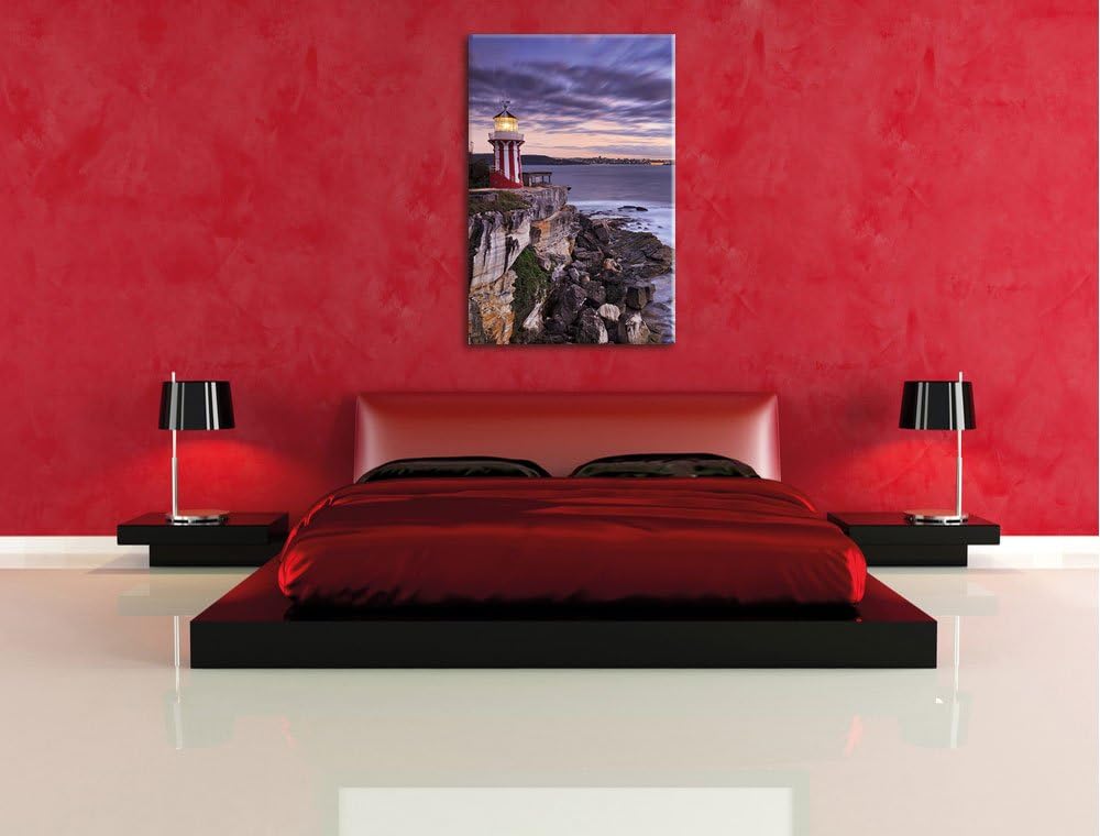 Pixxprint Leuchtturm, Format: 100x70 auf Leinwand, XXL riesige Bilder fertig gerahmt mit Keilrahmen,