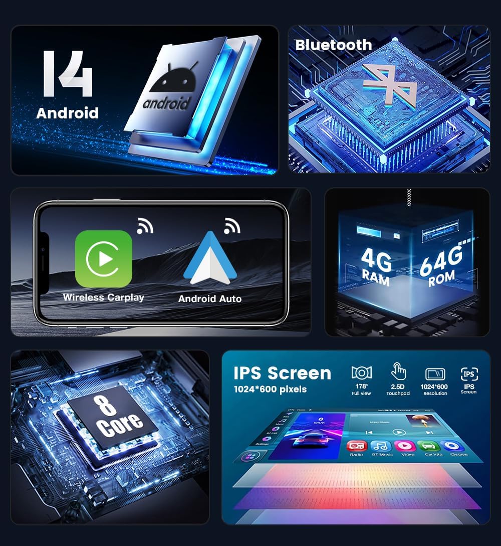 9 Zoll Android 12 Autoradio für Hyundai I30 2006–2011, GPS-frei, 2 Din Rückfahrkamera, Carplay, DSP-