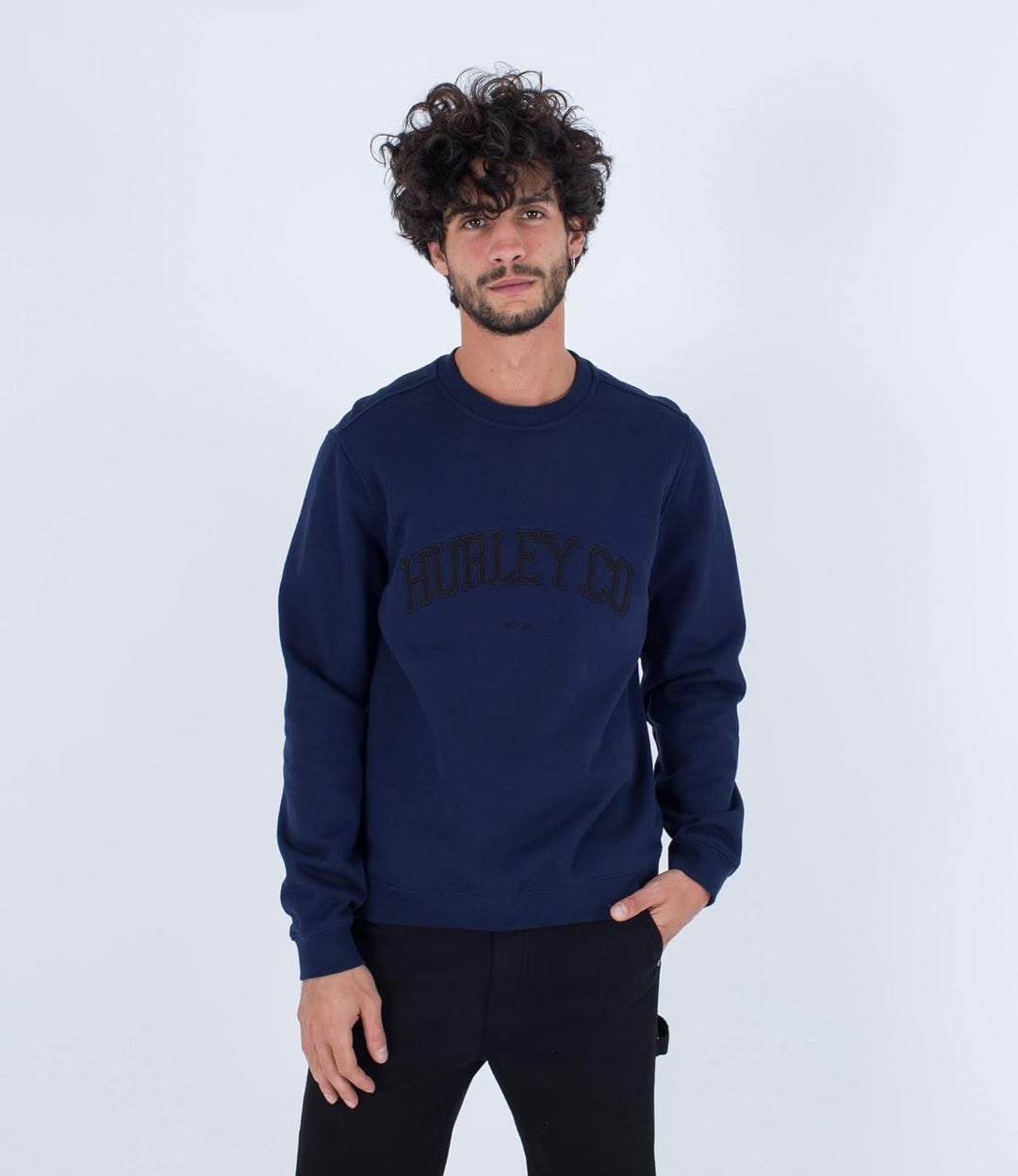Hurley Herren Applikation Crew Sweatshirt S Obsidian, S Obsidian