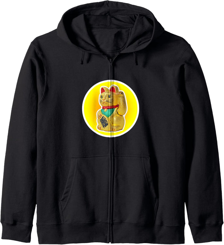 Glückskatze Katzen Lucky Cat Magic White Maneki neko Outfit Kapuzenjacke