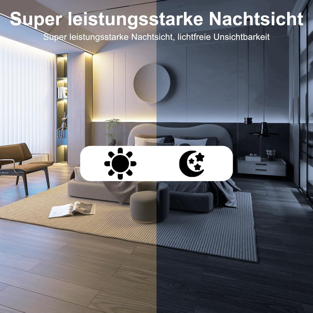 ZHENHAN Mini Kamera,2.4 GHz WLAN Überwachungskamera Innen Akku mit Nachtsicht, Kamera überwachung in