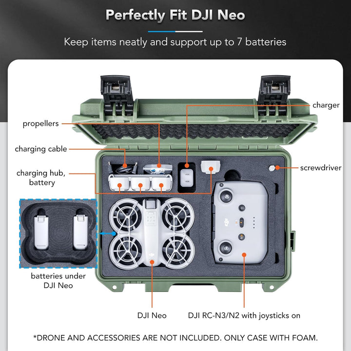 Lykus Titan N110 Wasserdicht Tasche/Koffer/Case für DJI Neo Combo, RC-N3/DJI RC 2, Unterstützung 7 A