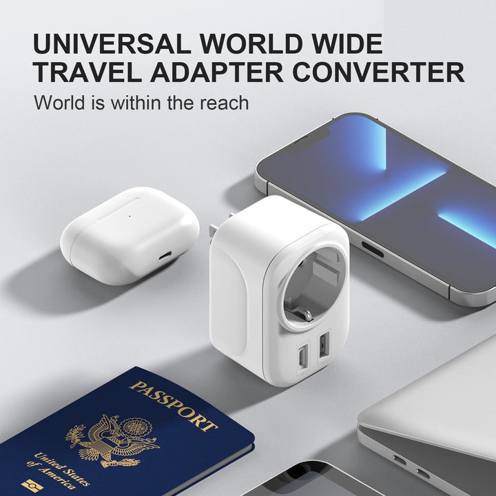 Reisestecker Adapter USA Deutschland Stecker USA Adapter Steckdose mit USB A & C Reise Geschenk Gadg