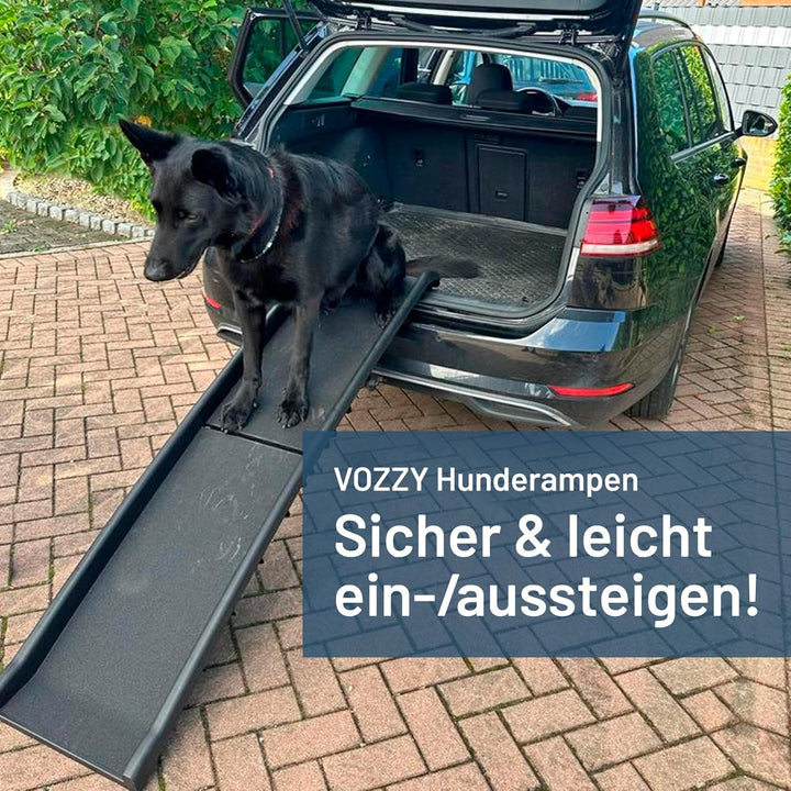 VOZZY® Auto Kofferraumrampe klappbar Hunderampe max90kg Sicher, Schonend,156x40cm Hundetreppe aus Ku