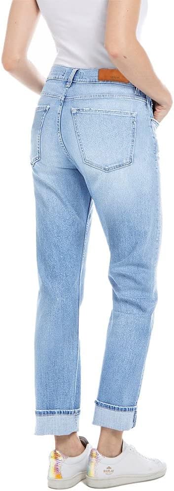 Replay Damen Jeans Maijke Straight-Fit mit Stretch 26W / 30L Light Blue 010, 26W / 30L Light Blue 01
