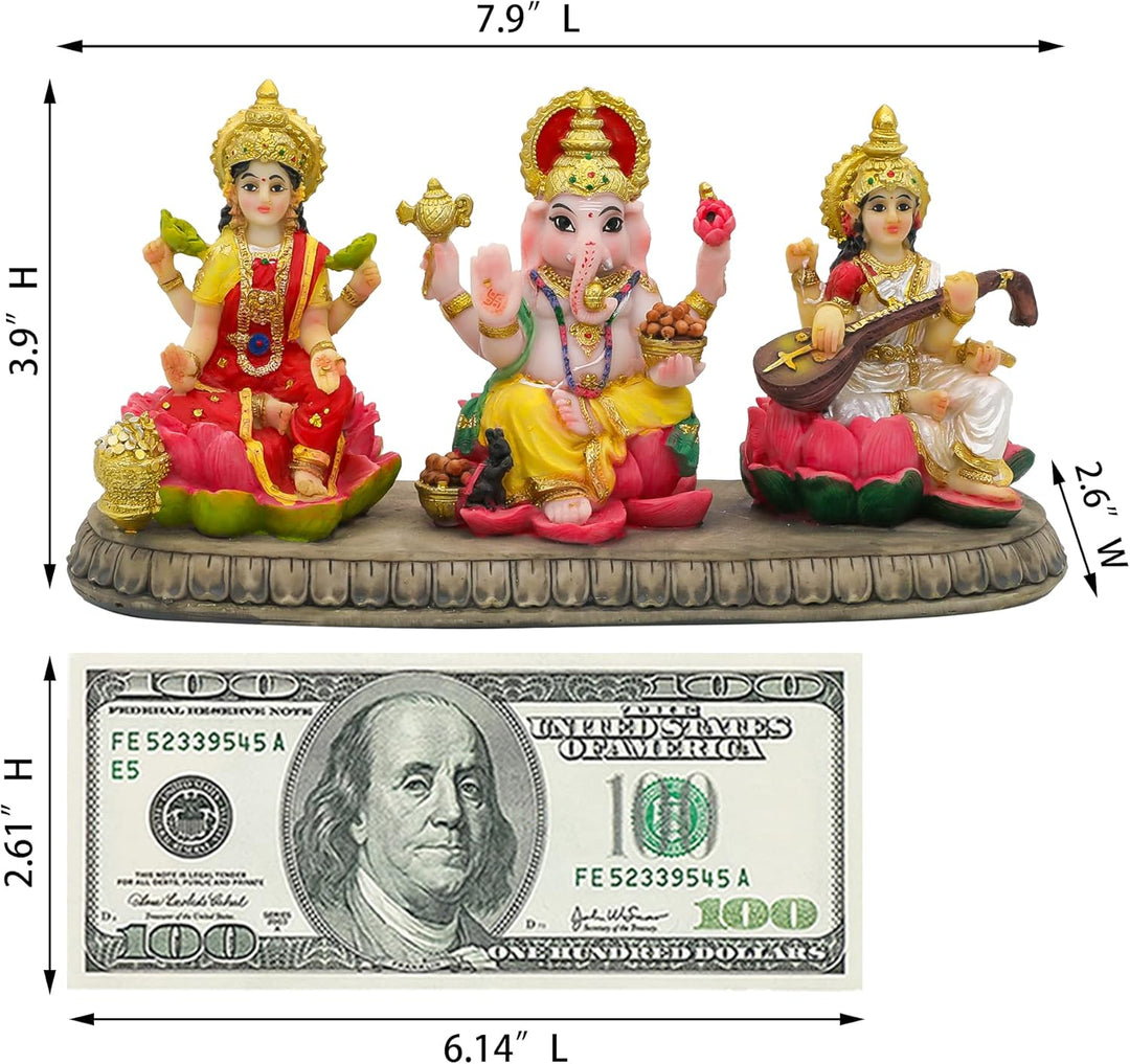 Indien Laxmi Ganesh Saraswati Statue – 9,9 cm H indischer Gott Lakshmi Ganesha Saraswati Idol Figur