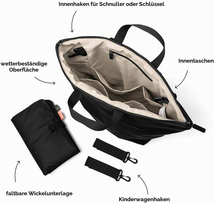 Done by Deer Wickelrucksack - Faltbare Wickelauflage und zwei Kinderwagenhaken inklusive - Wickeltas