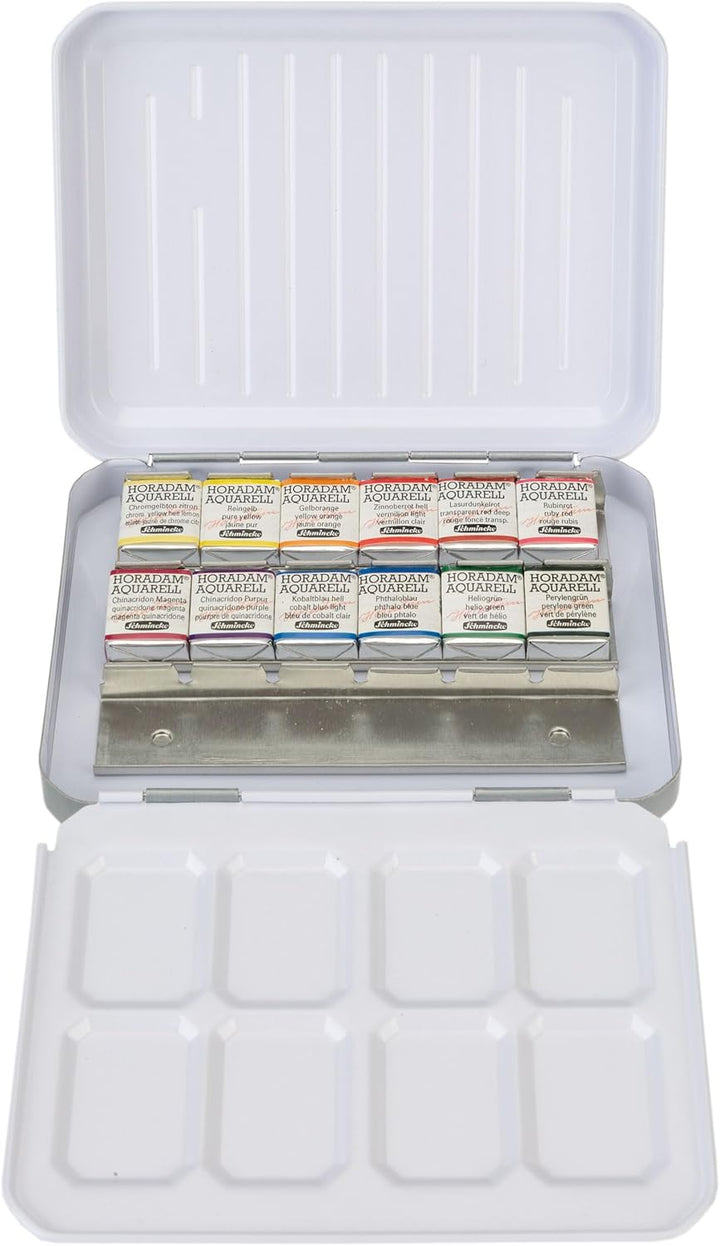 Schmincke - HORADAM® AQUARELL, Floral Set, 12 x 1/2 Näpfchen, 74 879 097, Metallkasten, Malset, fein