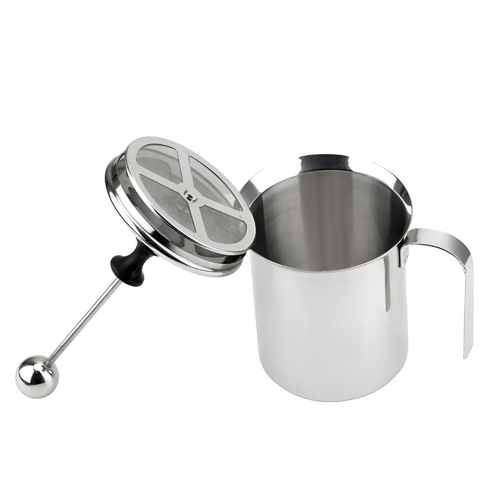 Milchaufschäumer manuell Edelstahl poliert | 400ml für 2-3 Portionen innerhalb kürzester Zeit | Milc