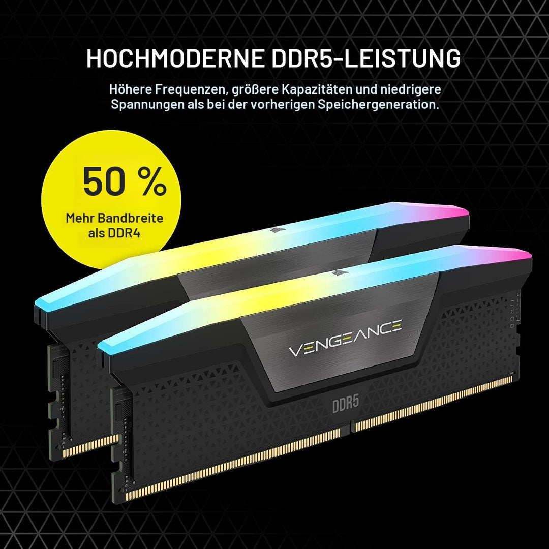 Corsair VENGEANCE RGB DDR5 RAM 32GB (2x16GB) 5600MHz CL40 Intel XMP iCUE Kompatibel Computer Speiche