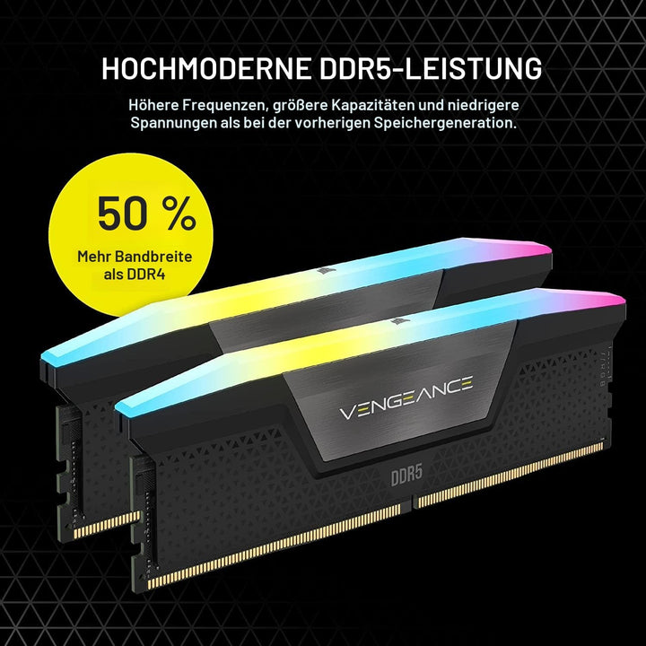 Corsair VENGEANCE RGB DDR5 RAM 32GB (2x16GB) 5600MHz CL40 Intel XMP iCUE Kompatibel Computer Speiche