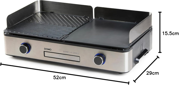 DOMO DO9259G Barbecue Genius – Tischgrill elektrisch mit 2 Temperaturzonen – 2400 W – Kontaktgrill &