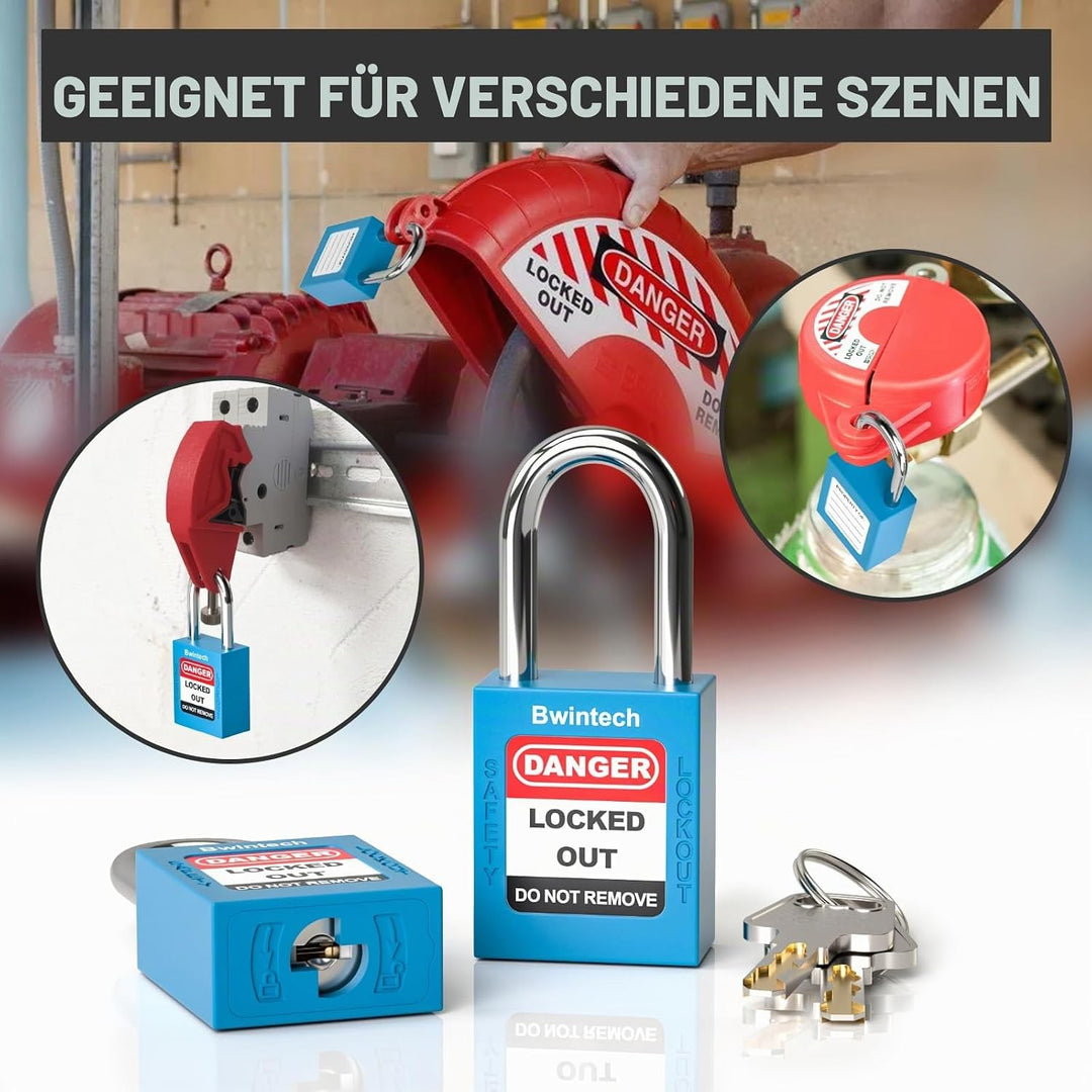 Bwintech 5 Stück 38MM verschlüsselt verschiedene blau Sicherheitsvorhängeschloss Lockout Tagout Schl