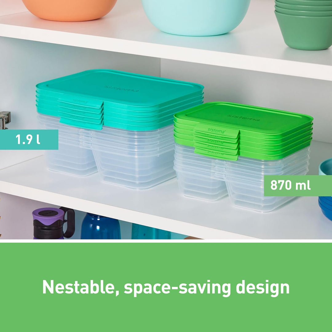 Sistema Nest IT Frischhaltedosen Meal Prep Boxen | 870 ml luftdichte Vorratsdosen mit Zwei Fächern u