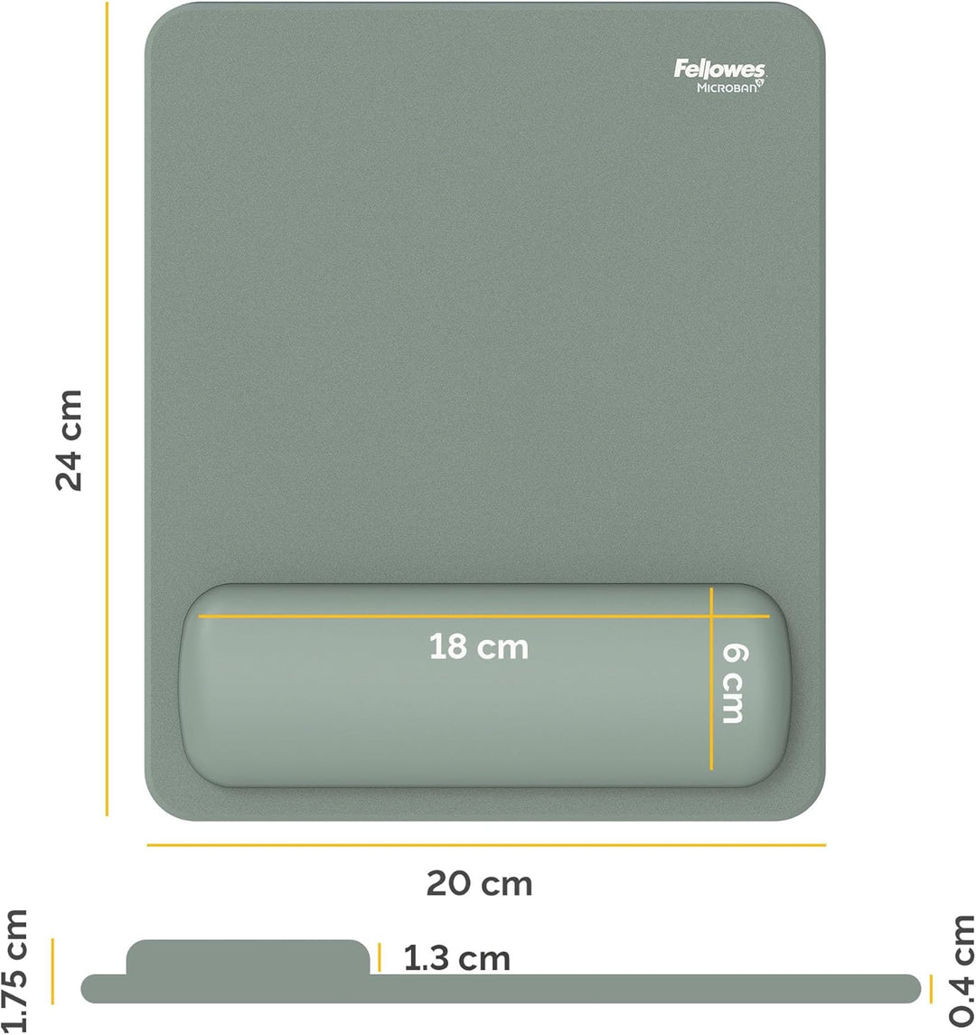 Fellowes Breyta Mauspad mit Handgelenkauflage – Salbei, mit HEX Cushion Technology Silikonpolster, r