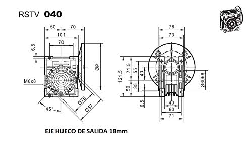 Getriebemotor Dreiphasiger, 220 V/400 V, 0,5 PS, 0,37 kW, 92 RPM DE SALIDA, 92 RPM DE SALIDA