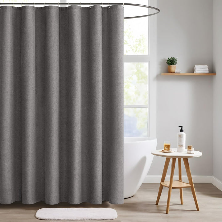 MIULEE Leinen Texturiert Duschvorhang 120x180 cm grau, Schwerer Hotel Luxus Polyester Wasserdicht Du