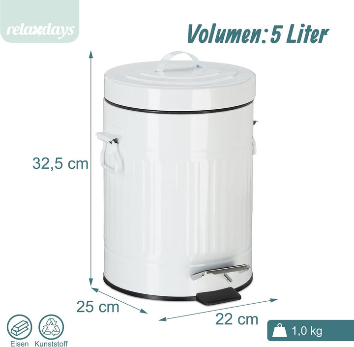 Relaxdays Treteimer Vintage, Abfalleimer für Küche oder Bad, aus Metall, mit Tretfunktion, Kosmetike