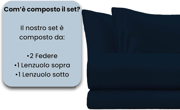 Italian Bed Linen Max Color Bettwäsche-Set, Dunkel blau, Doppelte, Dunkel Blau