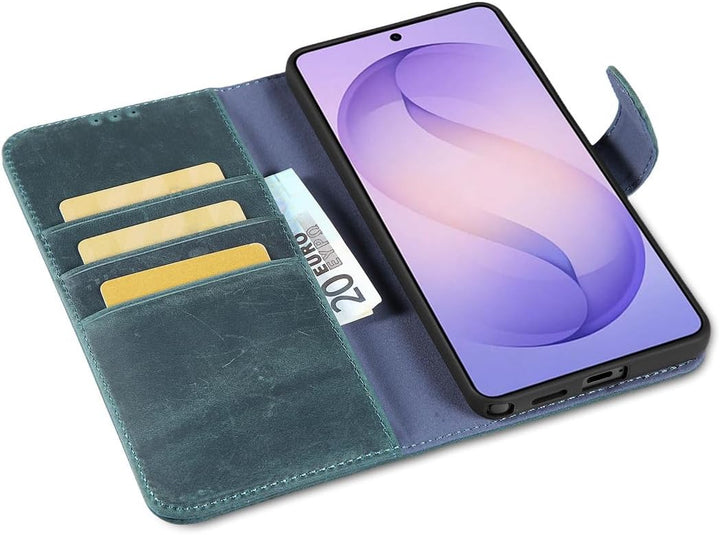 LENSUN Echtleder Handyhülle für Samsung Galaxy S26 Ultra, Leder Hülle [Bookstyle][RFID Schutzhülle][