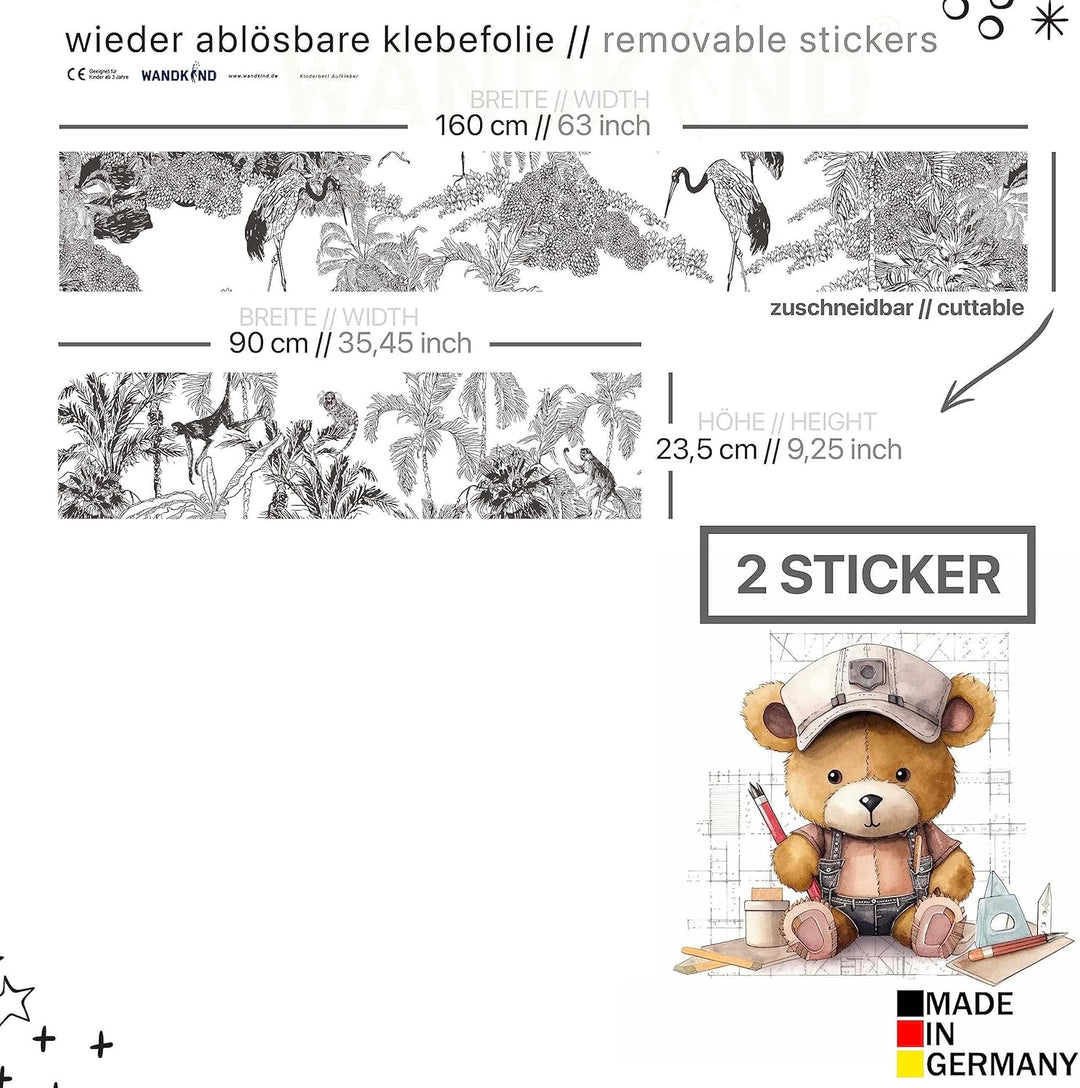 WANDKIND Aufkleber für IKEA KURA Kinderbett Hochbett Klebefolie Möbelfolie Sticker Kinderzimmer Dsch