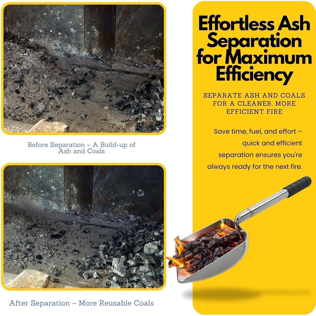 Ascheschaufel für Holzofen – Feuerstelle Aschesieb Aushöhlen | Edelstahl Holzkohleschaufel zum Trenn