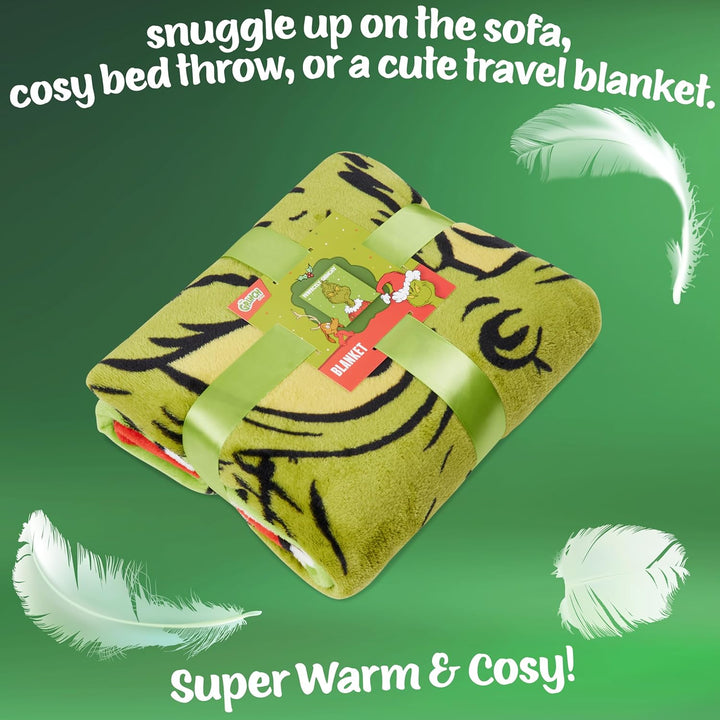 The Grinch Fleecedecke, Flauschige Kuscheldecke 150 x 130 cm - Geschenke Kinder (Grün), Grün