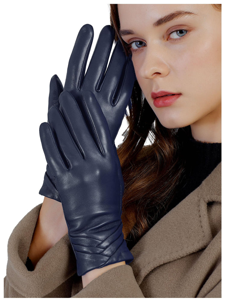 GSG SINCE 1998 Lederhandschuhe Damen Gefüttert Echtleder L Navy blau, L Navy blau