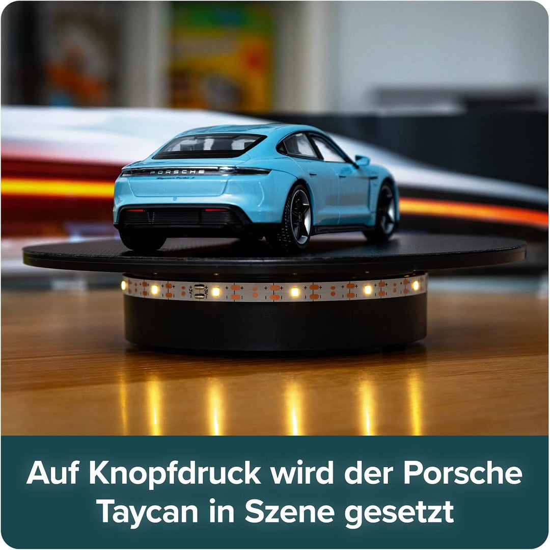 FRANZIS 67203 - Porsche Taycan Adventskalender frozen blue, Metall Modellbausatz im Massstab 1:24, i