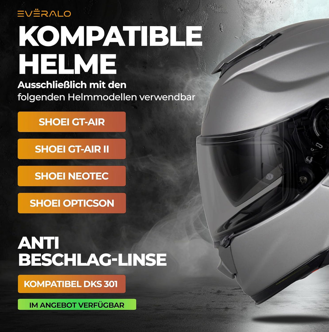 Everalo Kompatibel mit Shoei GT air 2 Visier - Gt Air - Neotec - Opticson - Cns1 - Helmvisier Pinloc