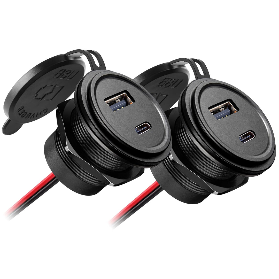 acegoo USB C Steckdose 12V Auto Wohnmobil 48W, Typ C Buchse Einbau Dose Aluminum Wasserdicht 12 Volt