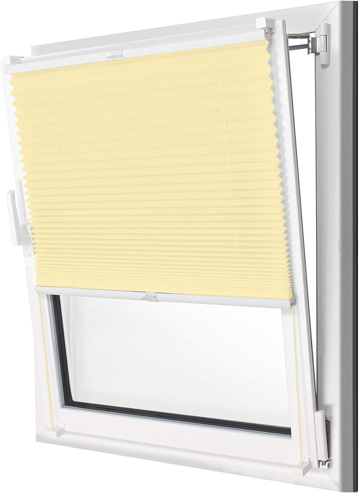 Plissee - vormontiert und mit Klemmfixierung am Fensterahmen - kinderleichte 3-Step Montage, ca. 110