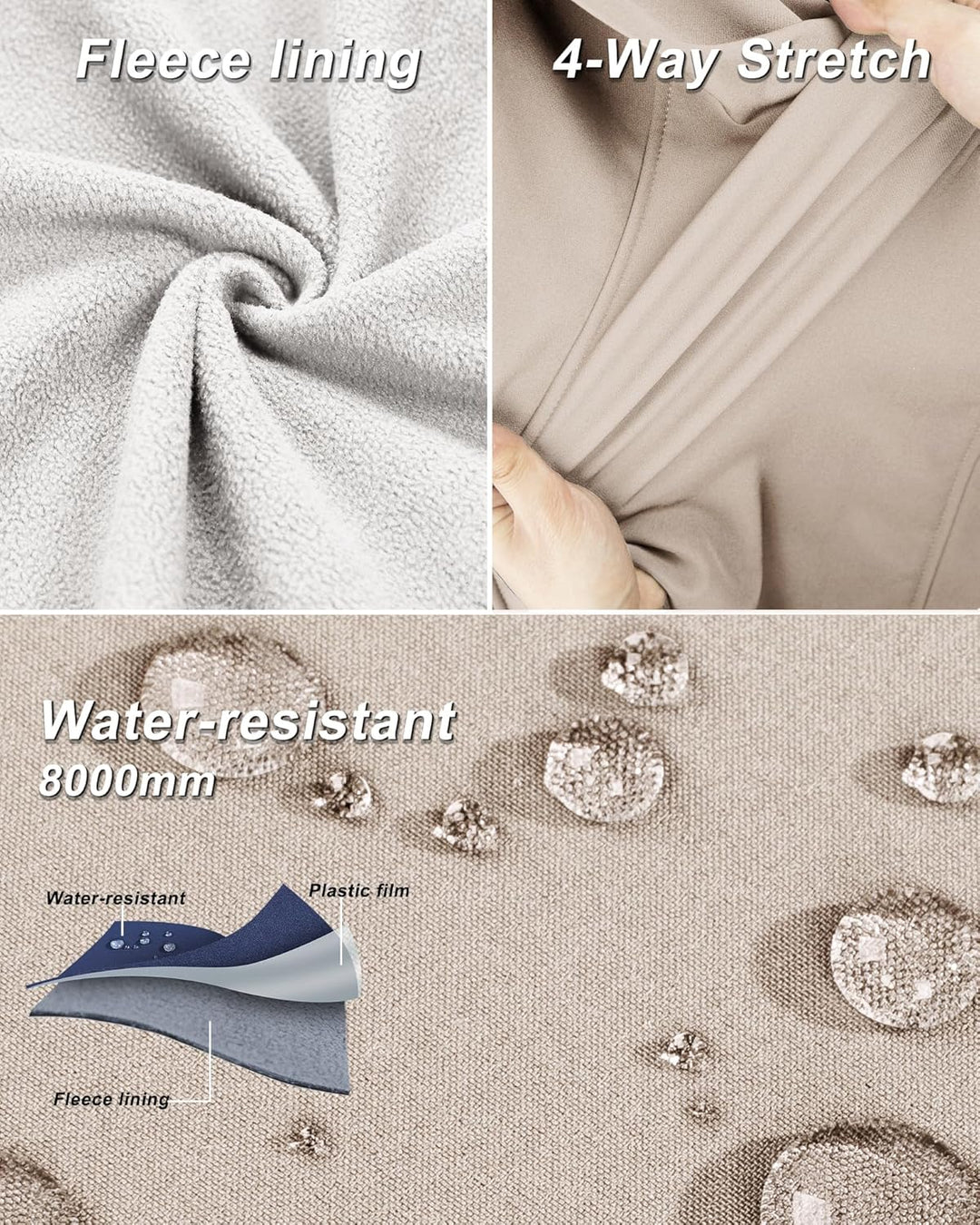 33,000ft Damen Softshell Westen mit Abnehmbare Kapuze Fleece Gefütterte Ärmellose Jacke Wasserdichte