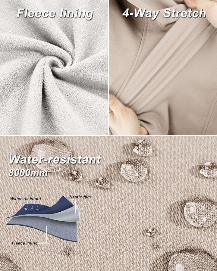 33,000ft Damen Softshell Westen mit Abnehmbare Kapuze Fleece Gefütterte Ärmellose Jacke Wasserdichte