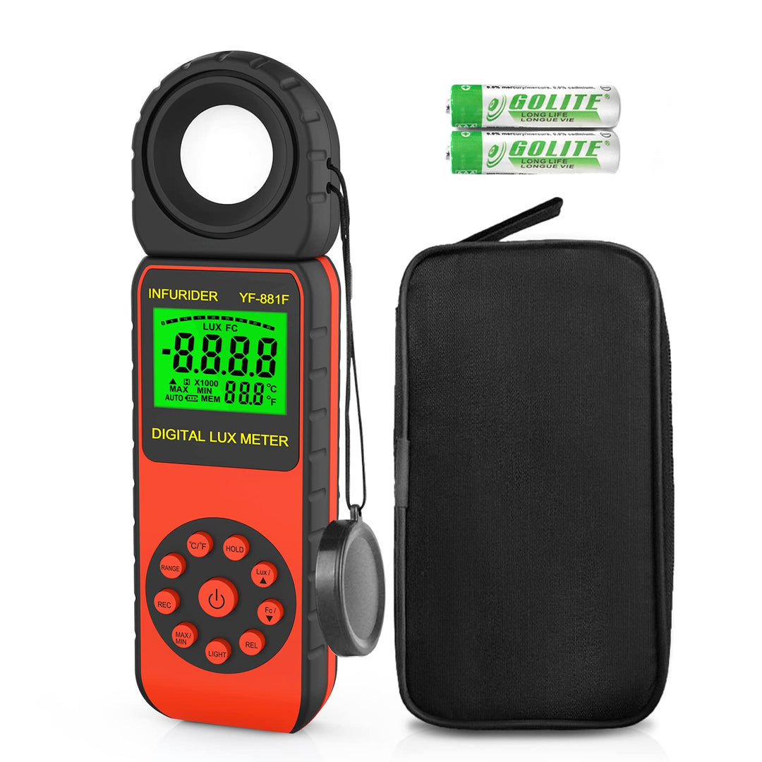 Digital Luxmeter Belichtungsmesser,INFURIDER YF-881F Lichtmessgerät mit 0,01-400.000 Lux,Illuminance